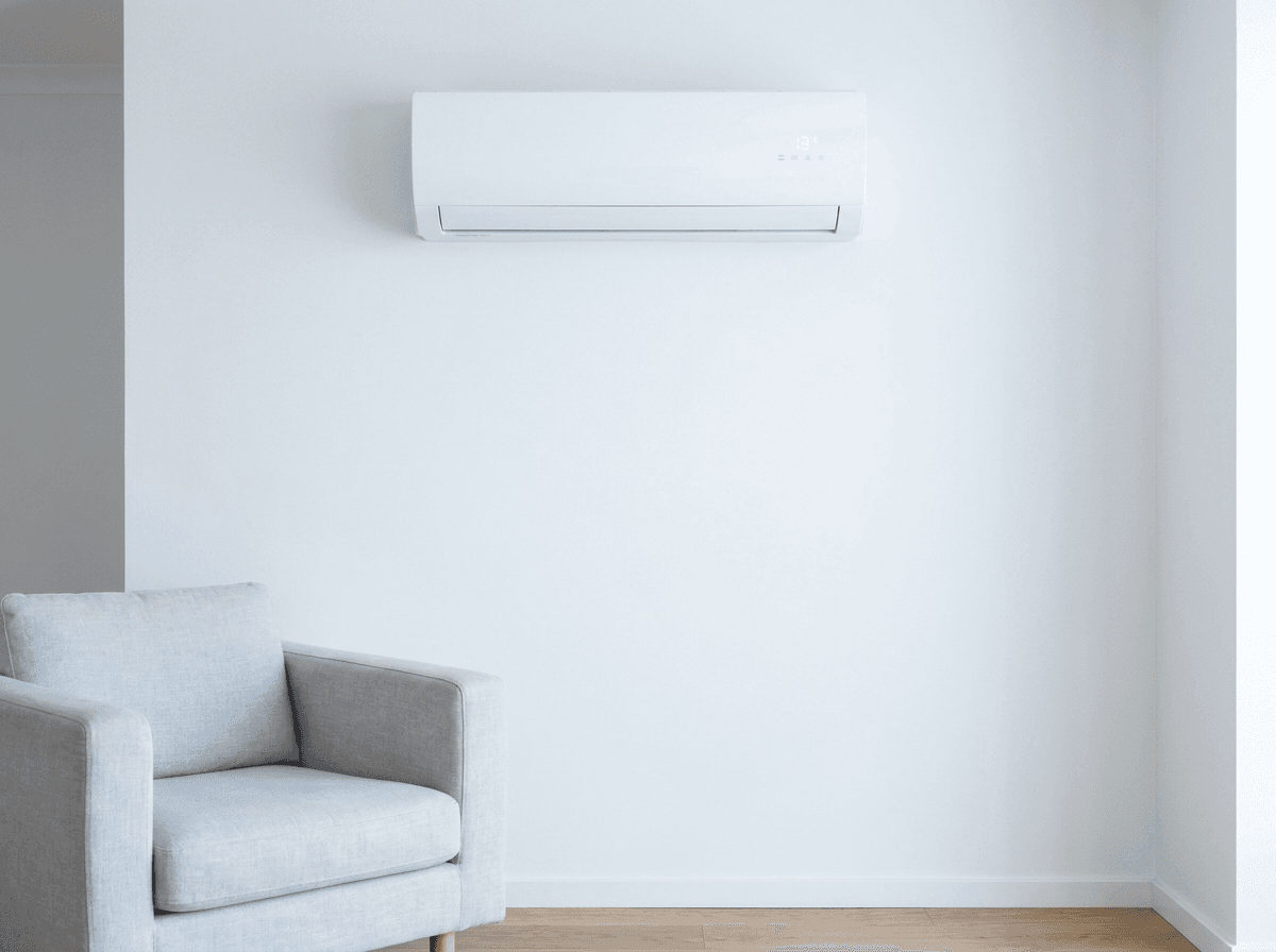 Freshly installed split-system air conditioner