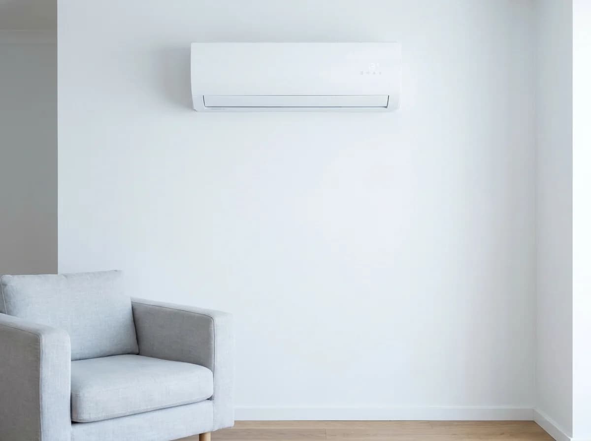 Freshly installed split-system air conditioner